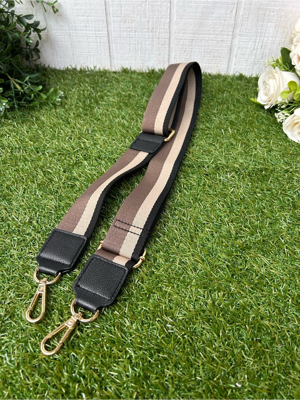 Striped Brown & Cream Adjustable Bag Strap/new ( no brand)